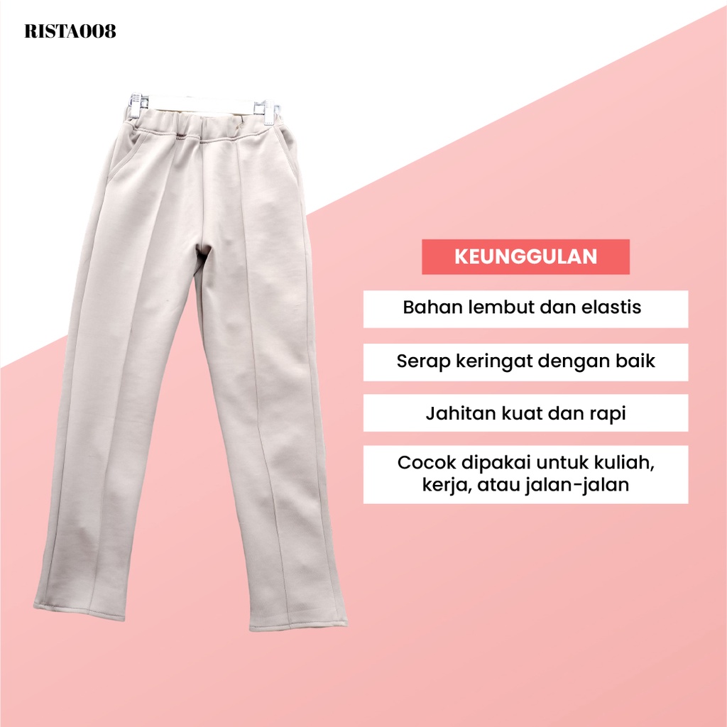 Celana Pensil Basic Pants Celana Kerja Wanita Pinggang Karet Casual Dan Simple Ootd Kekinian