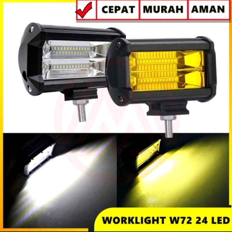 LAMPU TEMBAK SOROT LED BAR CREE CWL 72W 24MATA  2SUSUN LED ATAS 12LED BAWAH 12 LED PNP MOTOR / MOBIL