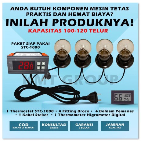 Paket Siap Pakai STC MINI THD 4P Thermostat Termostat Pemanas Thermo-Hygrometer Mesin Tetas Telur