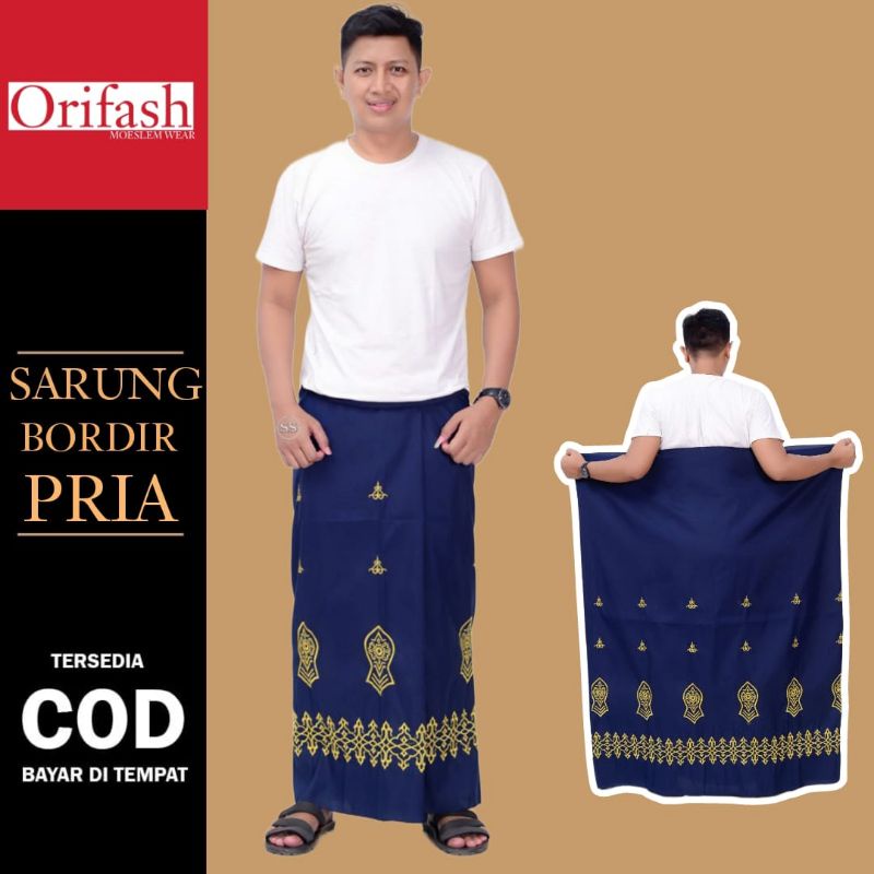 ORIFASH- Sarung batik pria dewasa bawahan muslim bahan katun ukuran 120 x 20