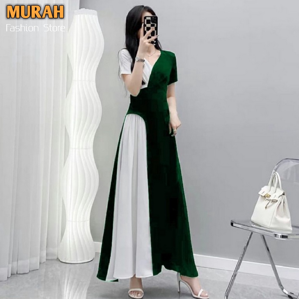 Dress brokat pesta longdress Lace wanita Elegan baju gaun malam perempuan gereja natal acara formal