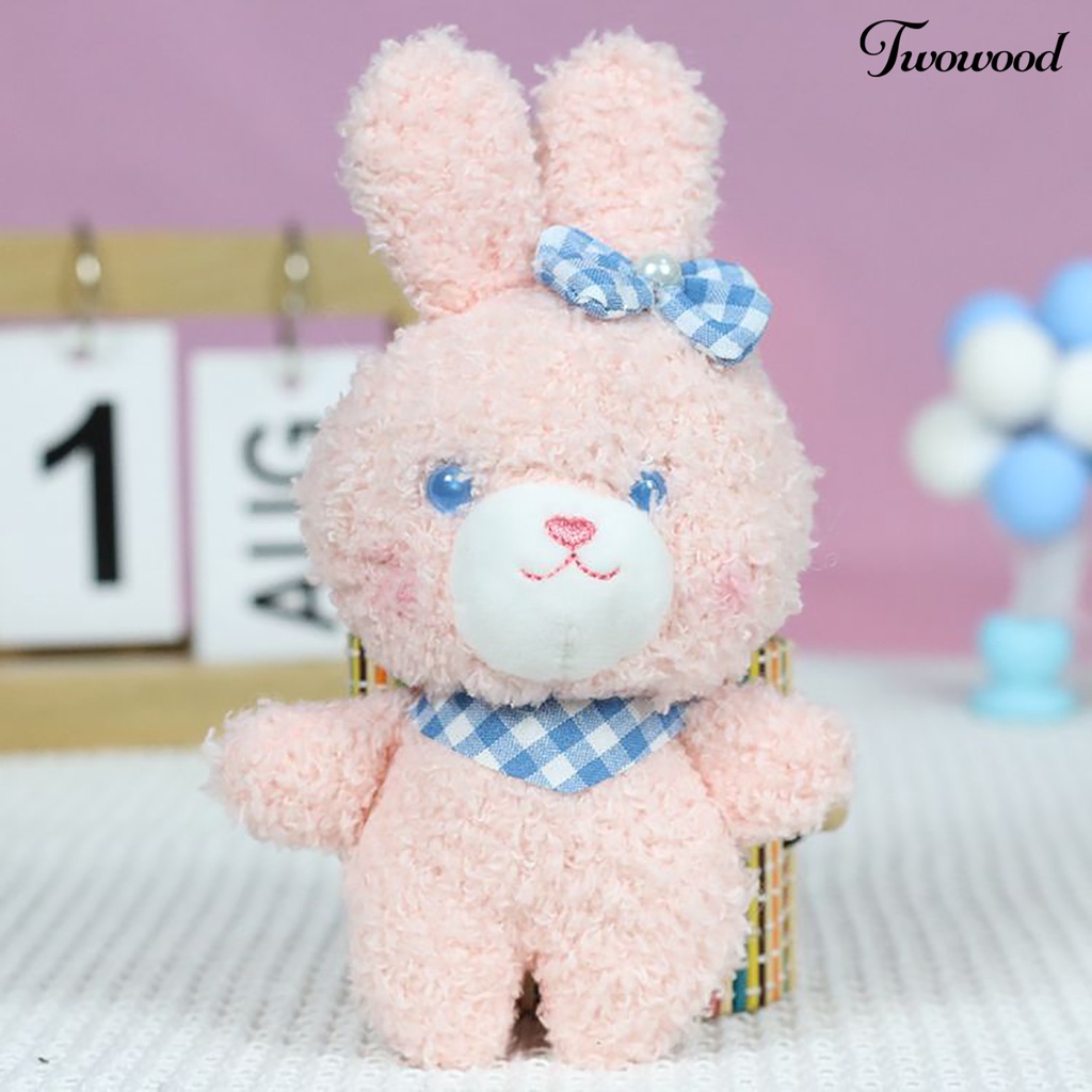 Twowood Rabbit Keychain Multiguna Realistis Tiga Dimensi Berbulu Hadiah Liburan Super Lembut Indah Kartun Kelinci Boneka Mewah Mainan Kunci Liontin Untuk Anak