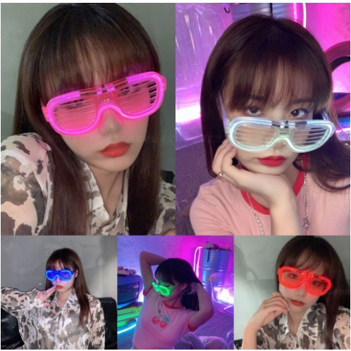 BEAUTY! !! Luminous Party Colourful !! Kaca mata tik tok Lampu Lamp Accesories Foto Selfie LED  Nyala / Kacamata Warna Party Glasses Viral LED Nyala Malam Colorful Eyeglass Beauty Presbiopi Malam, Diopter Laku Laris Aneh Tapi Bagus Pesta Kado Unik Fashion