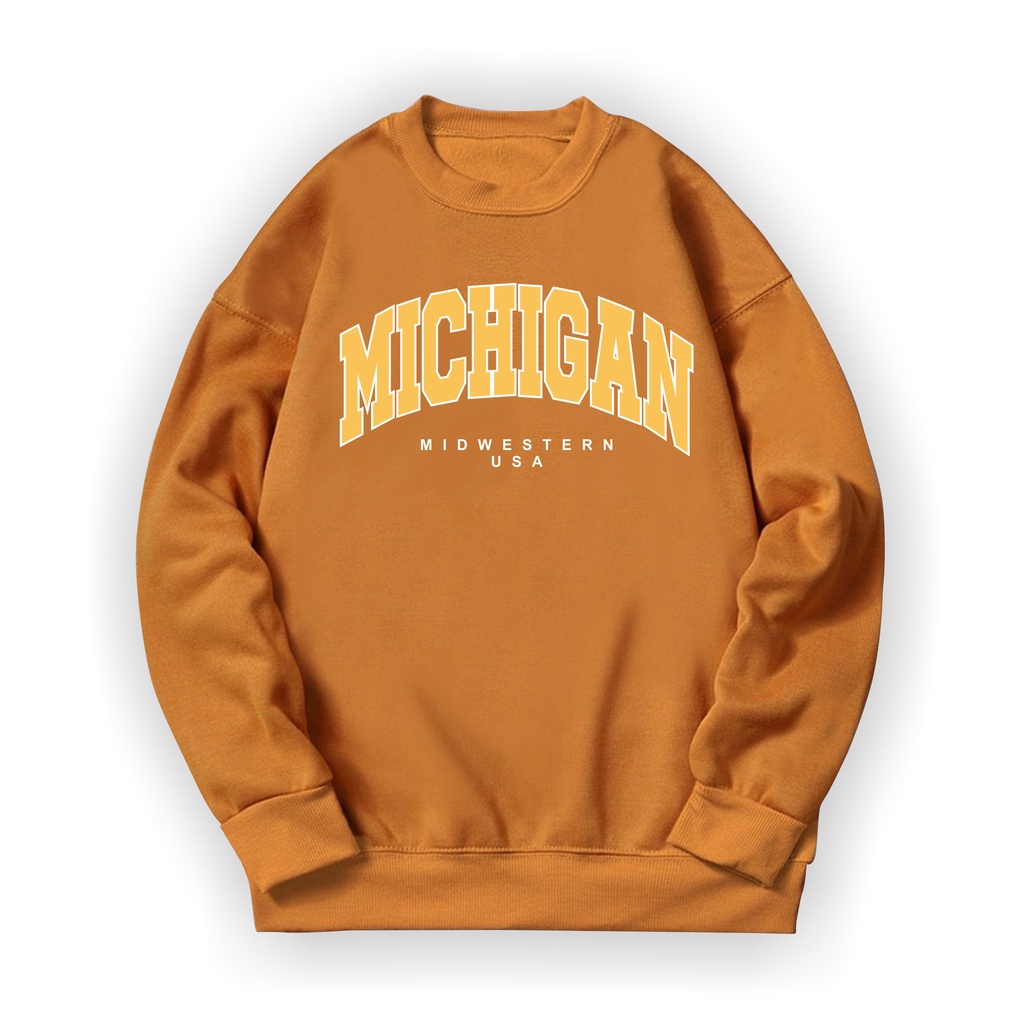 MICHIGAN USA Sweatshirt Basic II Sweater Crewneck Print DTF II Sz M - XL Anak &amp; Dewasa ( Pria &amp; Wanita )