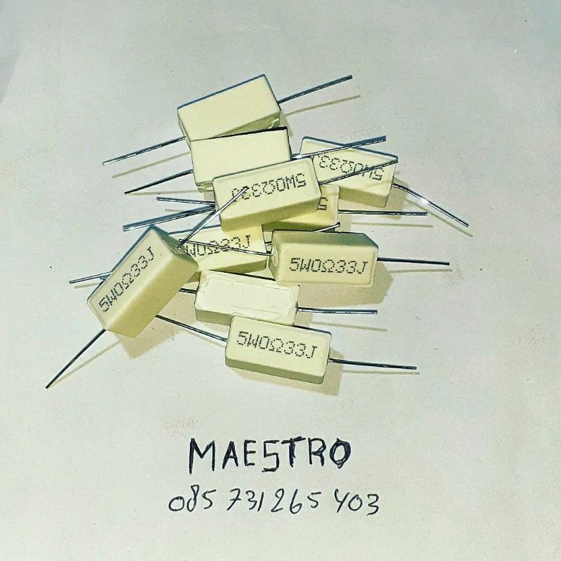resistor 5watt 0,33 ohm.harga per pcs.