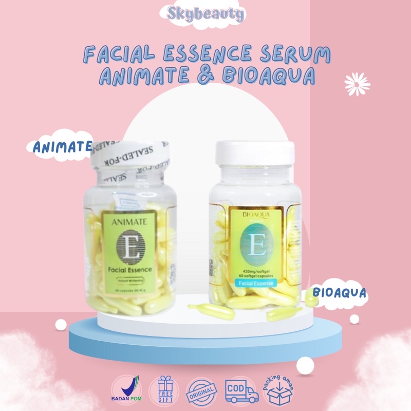 (BPOM) ANIMATE FACIAL ESSENCE SERUM &Bioaqua Vitamin Facial Essence Animate BPOM/Vitamin Wajah isi 6