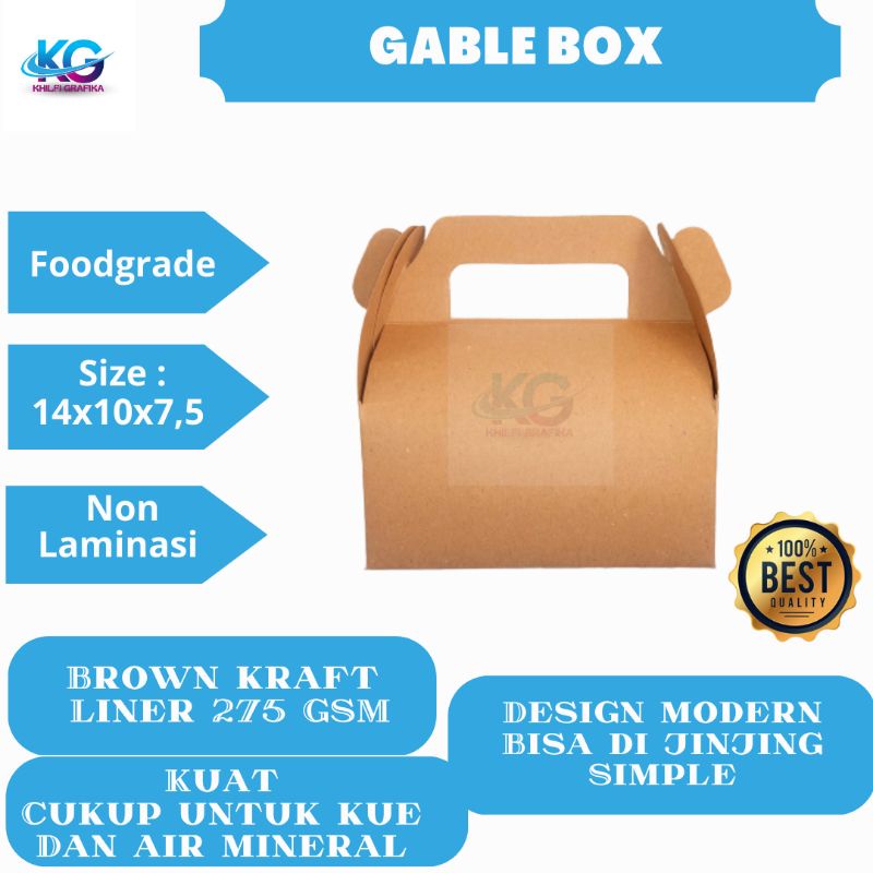 

Gable Box Kraft, Box snack, dus kue, souvenir, brown kraft