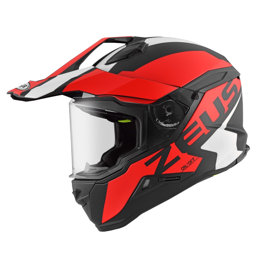 HELM MOTOR Zeus ZS 913 MATT BLACK /BF8 RED HELM ADVENTURE SUPERMOTOR MOTOR CROSS MBLK