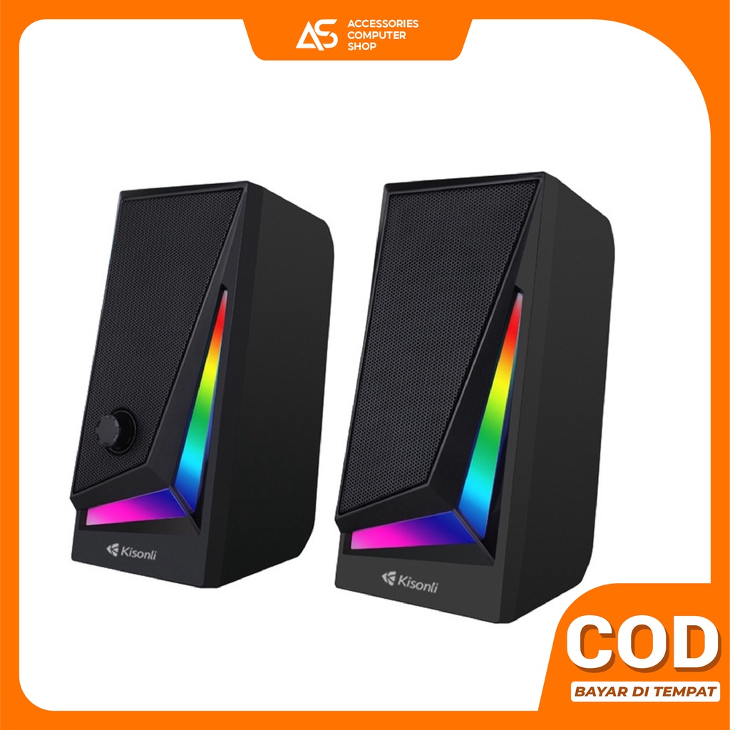 Speaker Gaming Komputer / Laptop Kisonli X1 LED RGB Light &amp; Volume Control Kisonli-X1-RGB