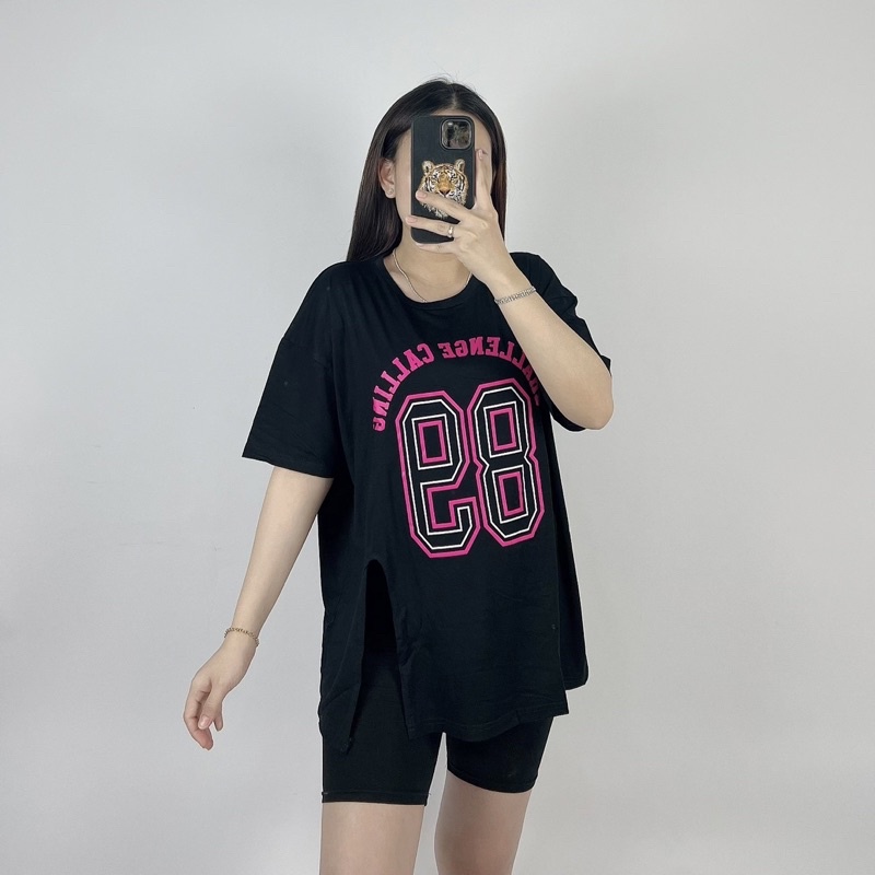 Kaos Oversize Slit Cc 86/ Atasan Jumbo wanita