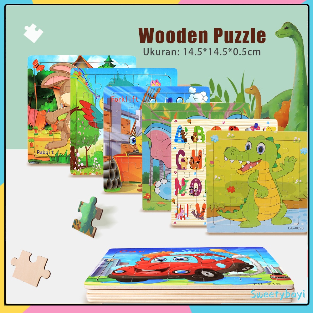 Sweetybayi Jigsaw puzzle kayu Wooden toys kartun Puzzel kayu mainan edukasi