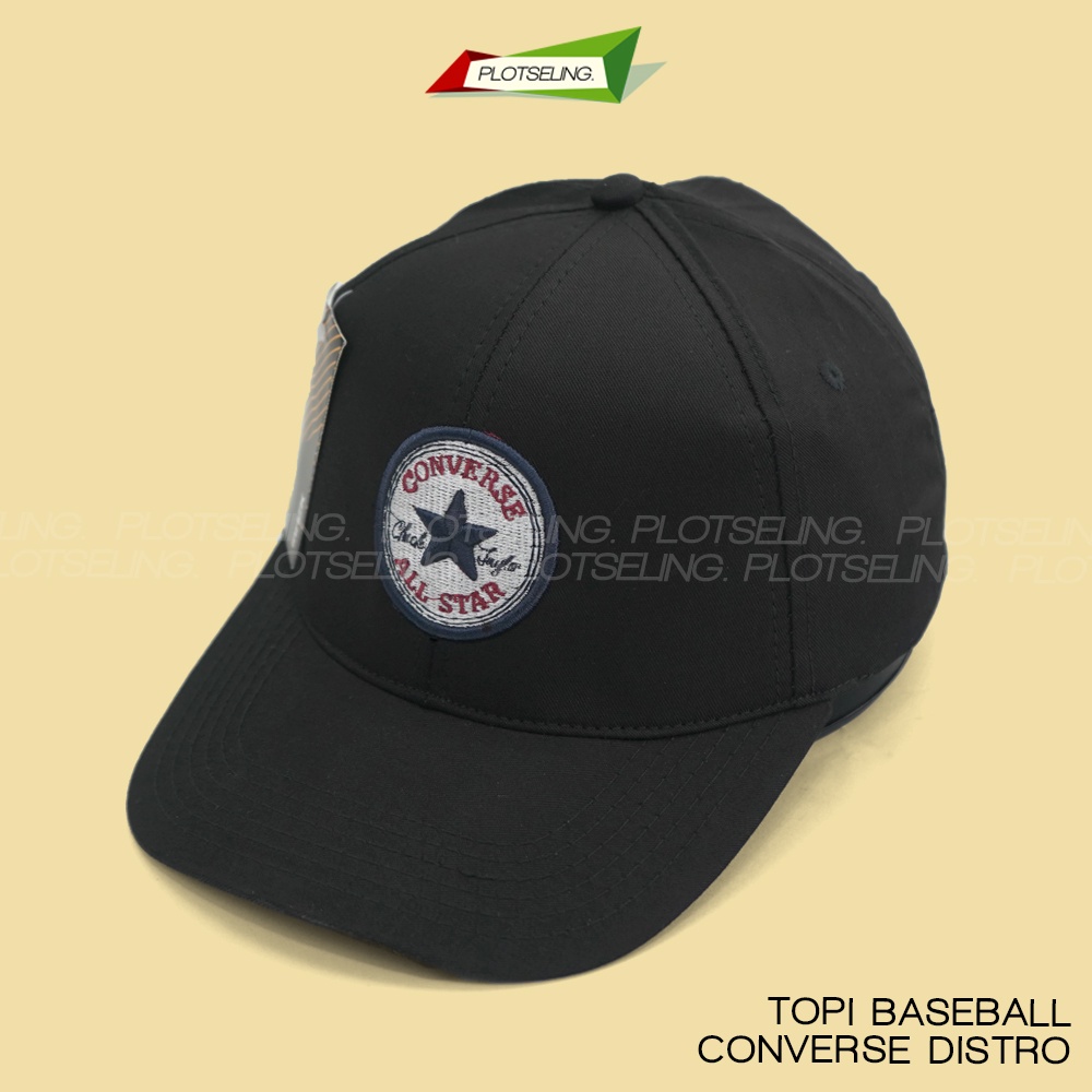 Topi Baseball Kasual CONVERSE Distro Pria Wanita Vintage Tebal Warna Abu Hitam Merah Clip Besi Bahan Katun Tebal Ukuran All Size
