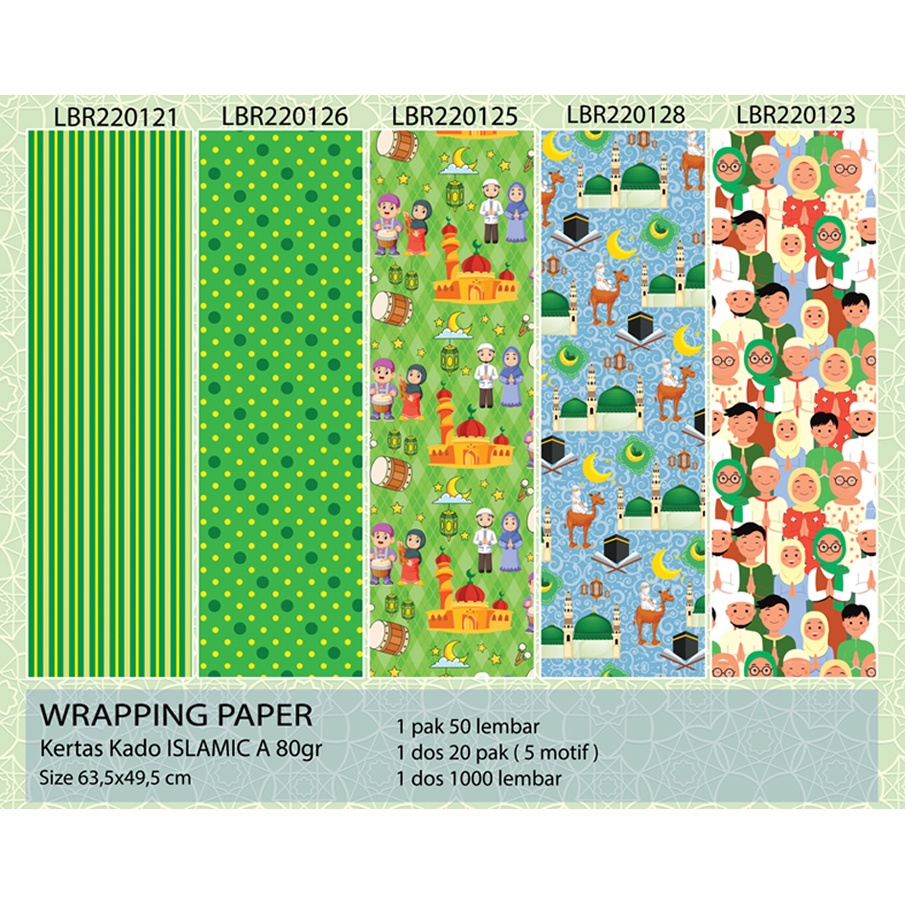 

Kertas kado Islamic A, kertas kado doff, wrapping paper, kertas kado islamic, bungkus kado