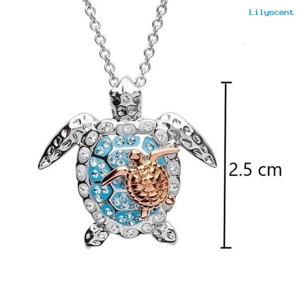 [LS] Mom Loves You Forever Sea Turtle Pendant Kalung Cincin Ear Hook Anting Set