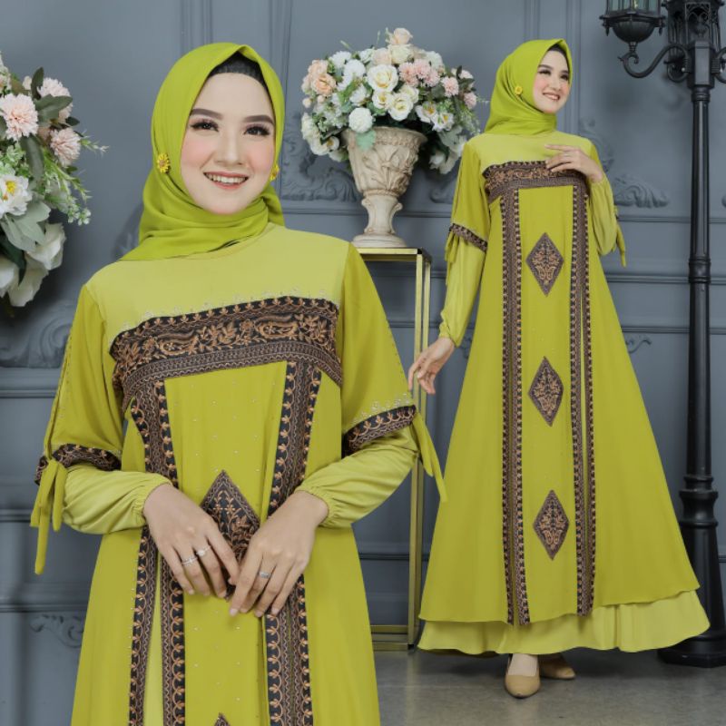 GAMIS ABAYA TURKEY BORDIR COKLAT PRINCESS MEWAH