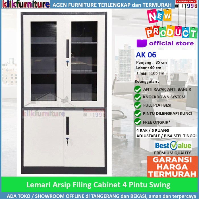 

EKSLUSIF Lemari Arsip Filing Cabinet Besi 4 Pintu AK 06 Code 1820