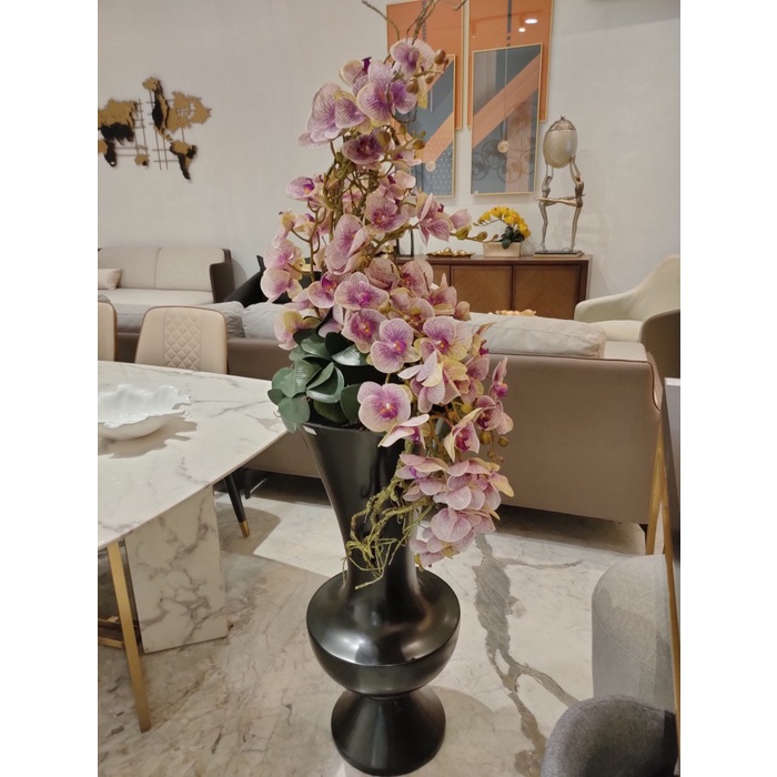 ATTIC Rangkaian Anggrek Vas Keramik Besar Bunga Artificial Dekorasi