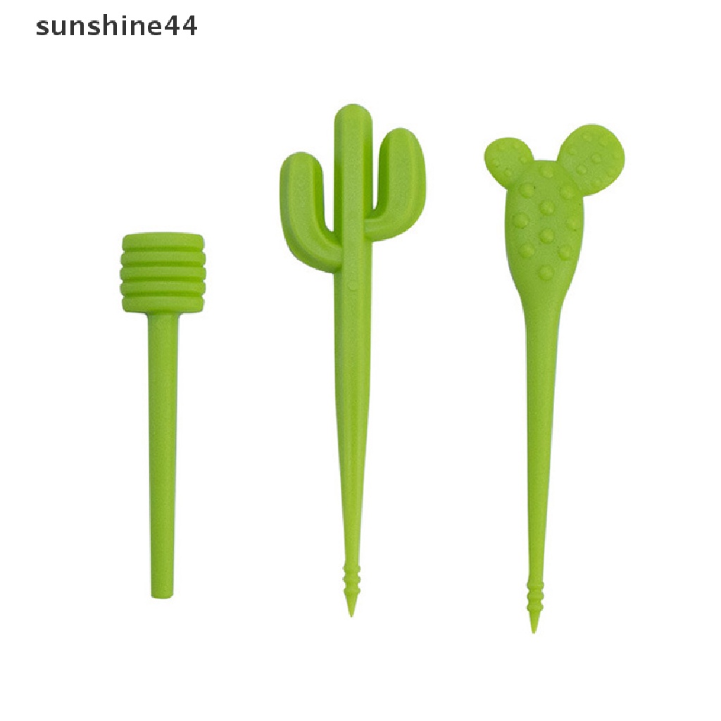 Sunshine 3/6pcs Garpu Buah Kaktus Party Salad Cake Picks Snack Stik Makanan Anak Picks.