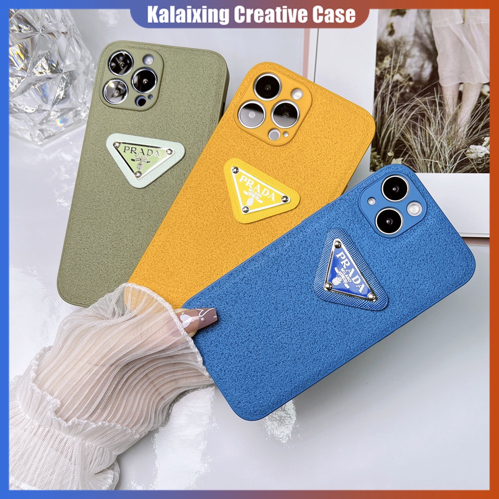 Casing Hard Phone Permukaan Lunar Untuk iPhone 14 Pro Max 14Plus 13Pro 12Pro 11 Pro Max Xs Max Xr X Xs 3D Mewah Prada Casing Penutup Belakang