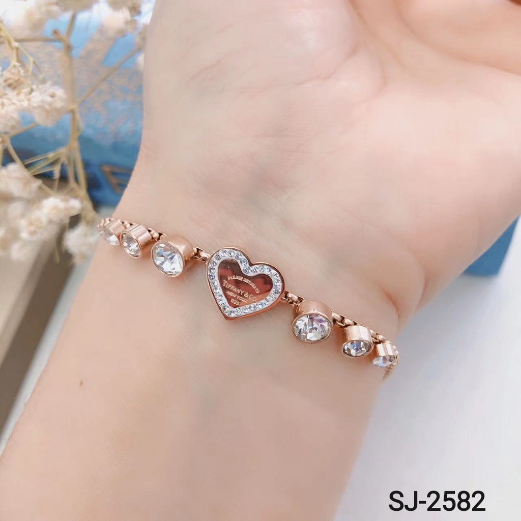 Titanium Gelang Serut Permata Perhiasan Wanita 2582/0109