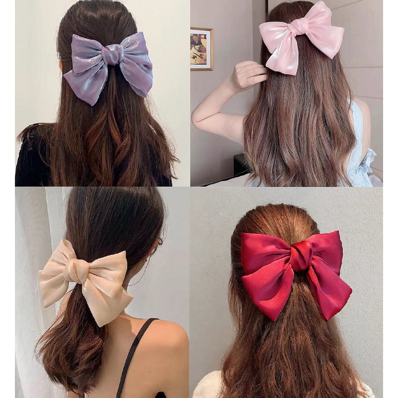 Jepitan Rambut Pita Besar Bowtie Motif Glow Style Korean Satin Premium Aksesoris Jepit Hair Clip Fashion Hairpin