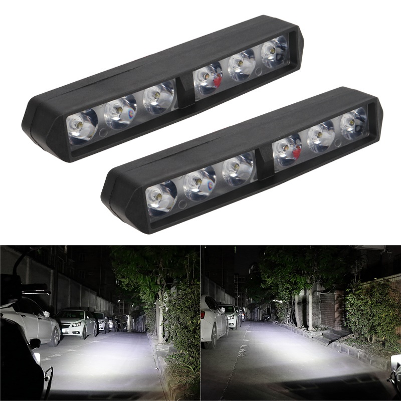 2Pcs DRL Strobo 6LED Lampu Depan Sepeda Motor Lampu Sorot Tambahan Kecerahan Tinggi Lampu Kendaraan Listrik Skuter Dimodifikasi Lampu