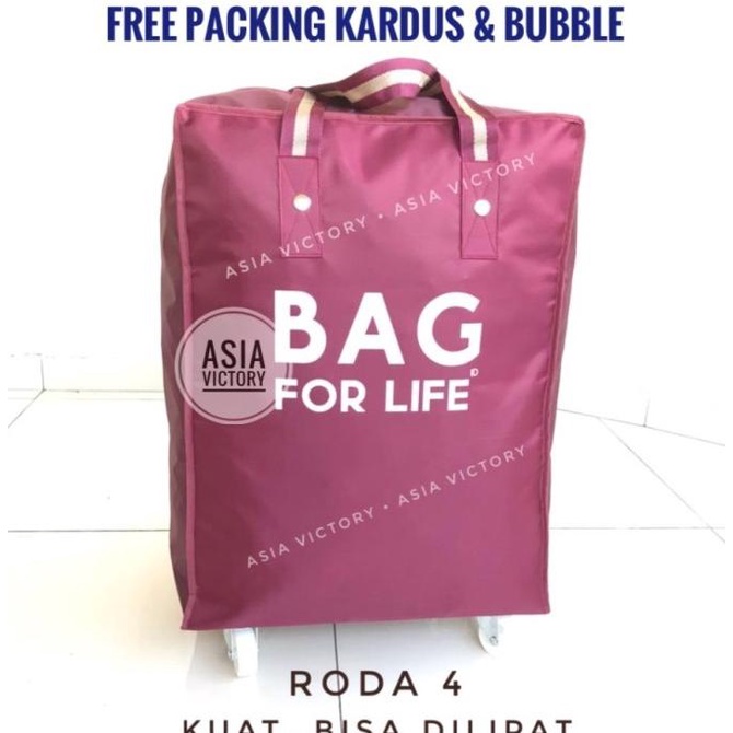 Tas Travel Barang Belanja Roda 4 Lipat Shopping Tote Bag Fold Reusable