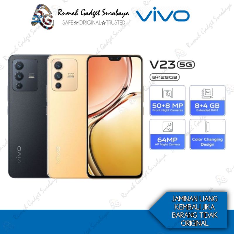 Vivo V23 5G - RAM 8GB + 4GB, ROM 128GB, 50+8MP OIS Super Night Selfie, NFC Multifunctions