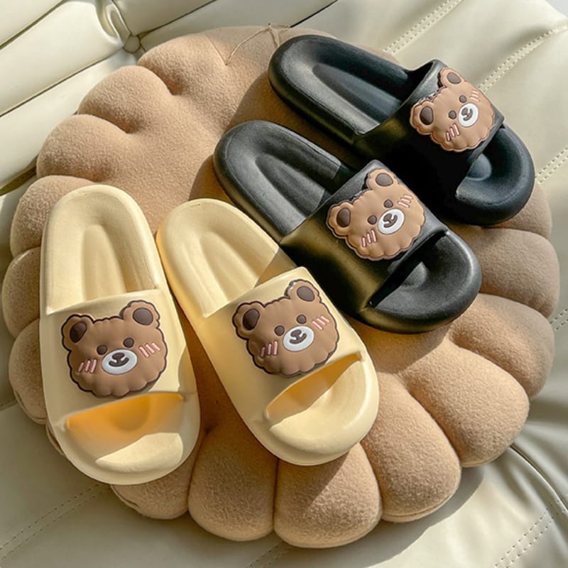 Sandal Slop Wanita EF25 Rubber Sandal Fashion Trendy Motif Bear Lucu Real Pict ACC