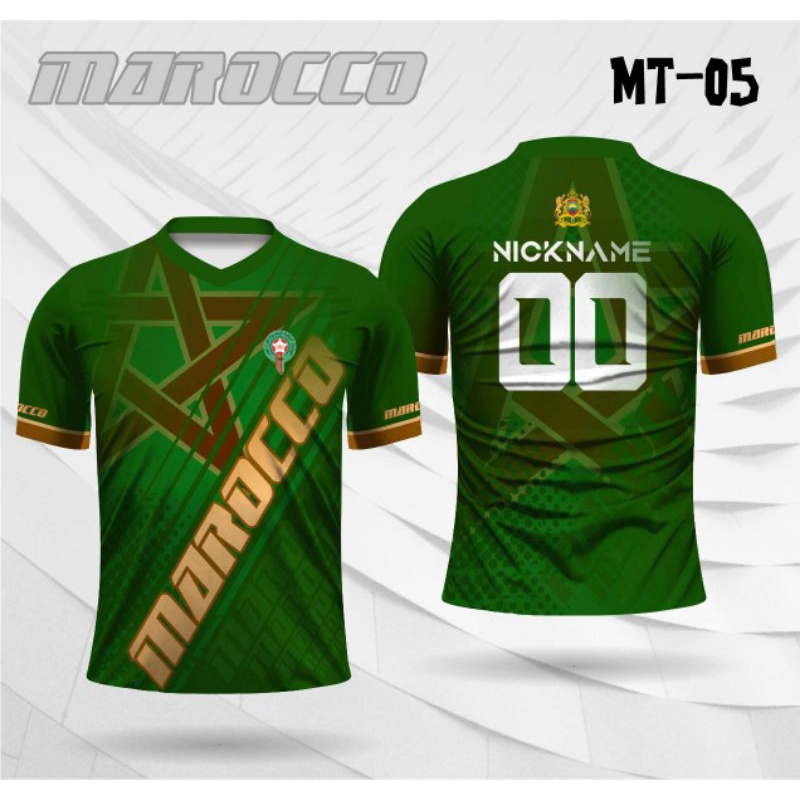 Jersey kaos timnas Maroko dewasa lengan pendek