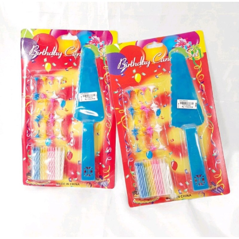 SET LILIN ULANG TAHUN PISAU KUE - PERLENGKAPAN ULANG TAHUN LIKIN ULIR