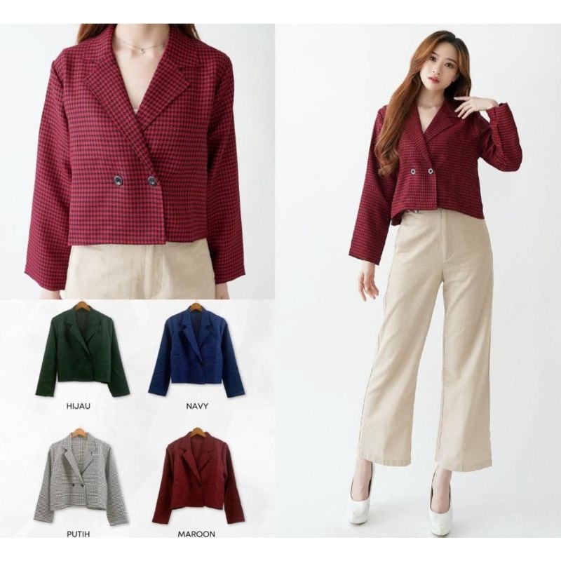 Blezer crop wanita korea/blezer lengan panjang/blezer kekinian