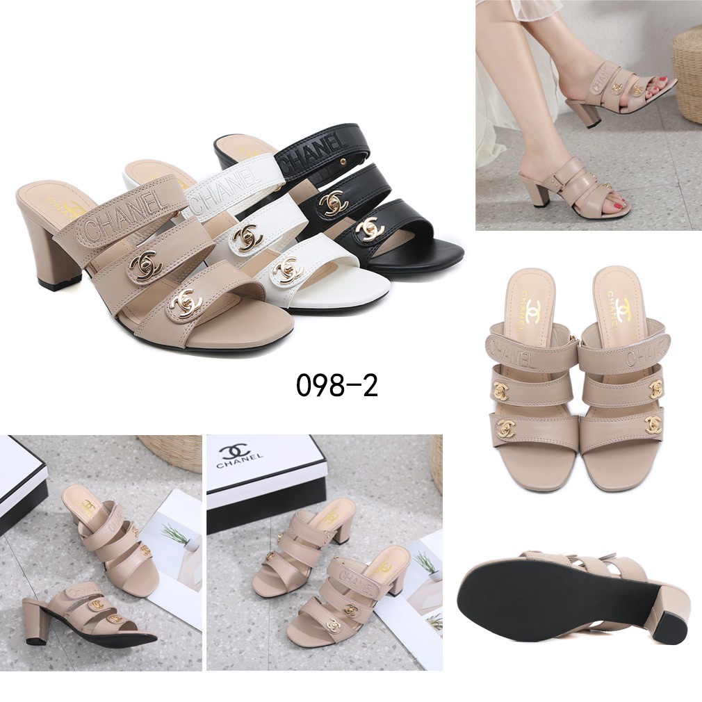 CH Leather Turnlock Slingback Sandals#098-2