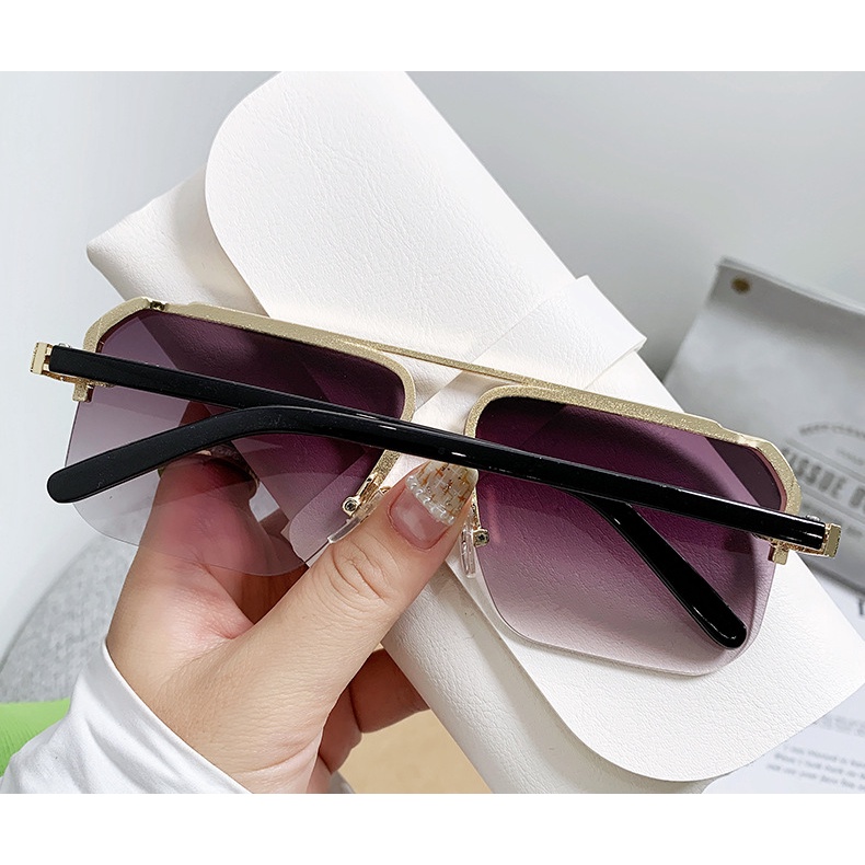 Kacamata Fashion Wanita Warna Gradien Setengah Bingkai Double Beam Shades