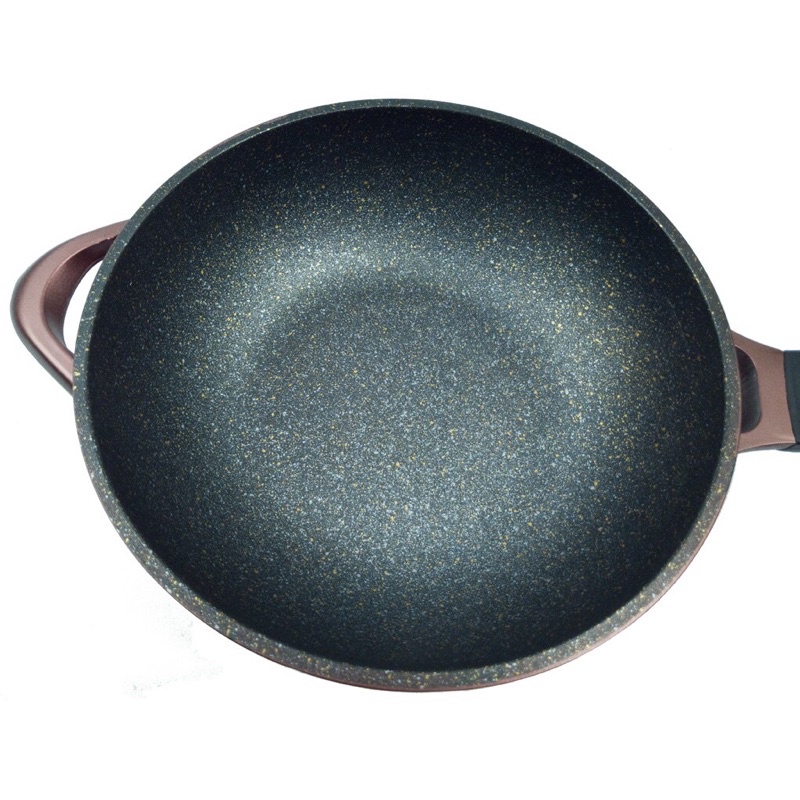 pengiriman cepat Panci Wok pan Omicko 32cm pan marble anti lengket + kukusan wajan sangat tebal