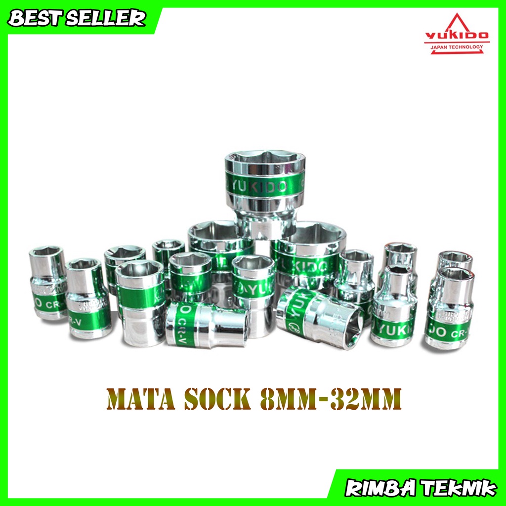 Mata Sock Shock 1/2 Inch dr 6PT Chrome Vanadium - Kunci Sok Pilih Ukuran 8 - 32 mm