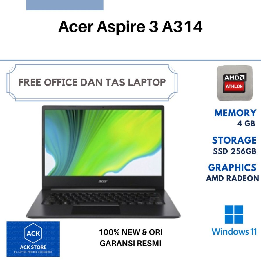 Acer Aspire 3 A314-22-R430 AMD 3050U 4GB SSD 256GB 14" FHD W11 OHS