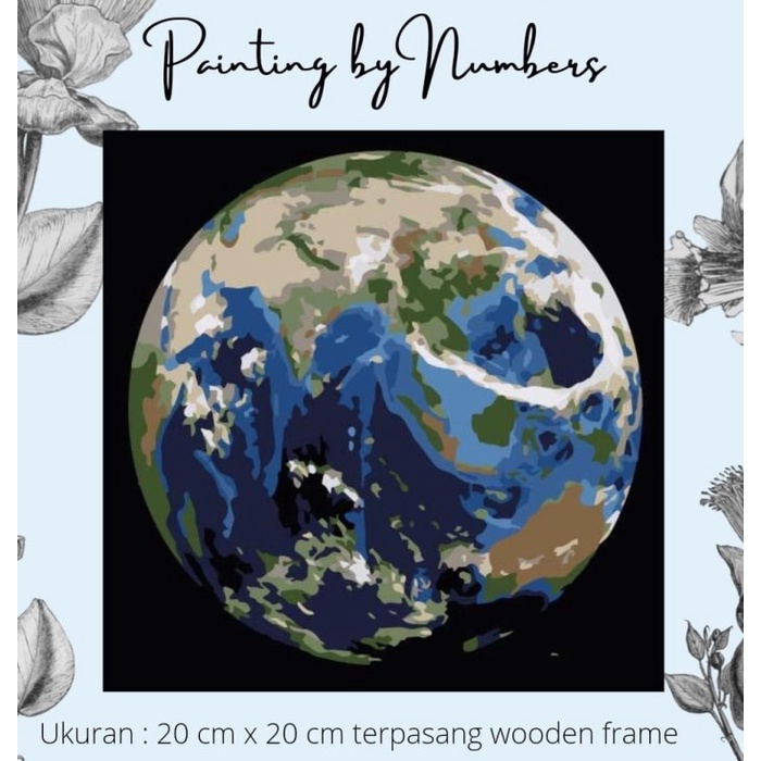 

DIY painting by number 20x20cm kerajinan tangan - EARTH - PAINT+FRAME