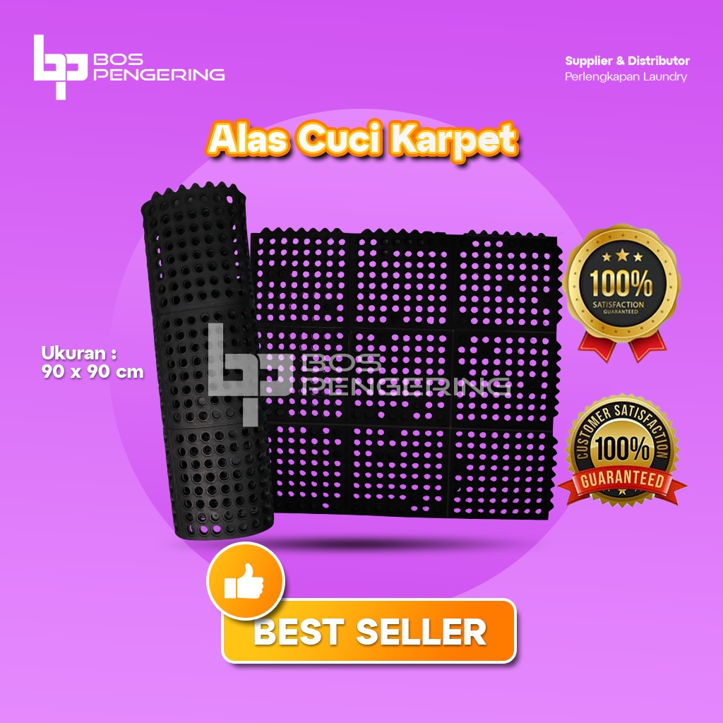 Alas Cuci Karpet Laundry Anti Selip Bahan Karet Berlubang Anti Selip 90 cm x 90 cm Berkualitas