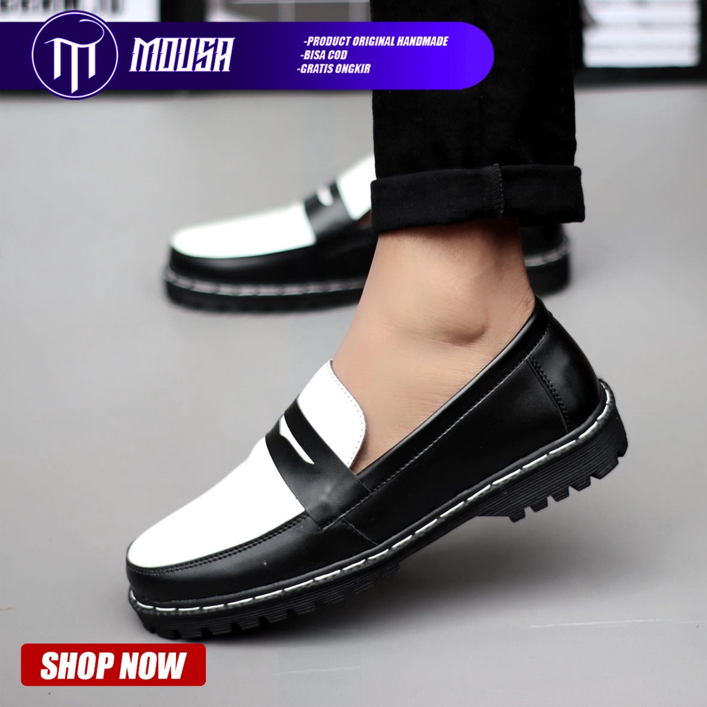 Sepatu Formal Kerja Pantofel Pria Docmart Low Boots Hitam Kulit Sintetis Mousa Dilal