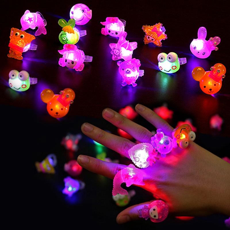 Magic789 Kreatif Kartun Bunga Kupu-Kupu LED Cincin Untuk Dewasa Anak-Anak Yang Indah Berkilau Kelinci Jantung Jari Cincin Perhiasan Hadiah