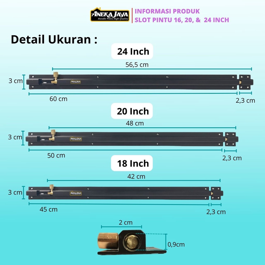 Grendel Slot Pintu Panjang 60 cm 50 45 Hitam Kunci Pintu Rumah Depan Ukuran 24 inch 20 18  Murah Awet