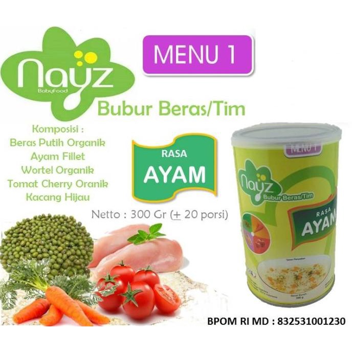 Nayz Bubur Bayi Organik - Menu 1 (Ayam) 300Gram