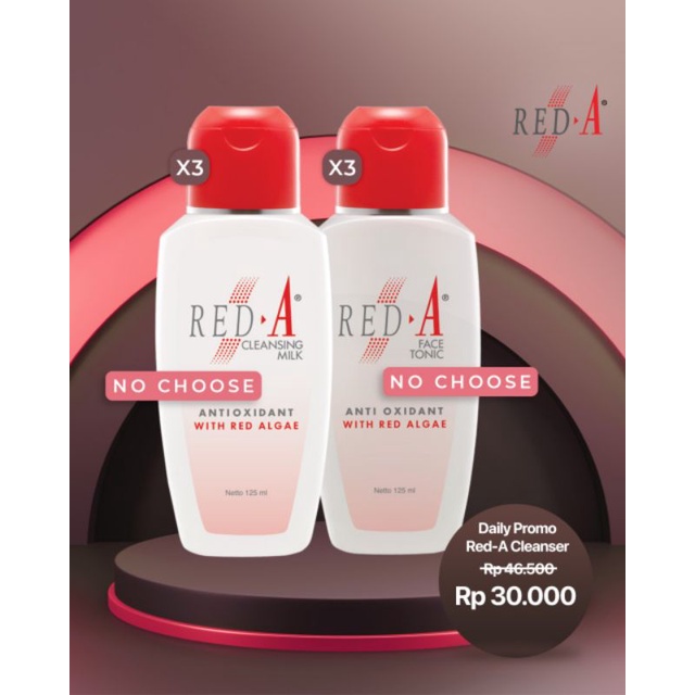 Paket 3 Red A Face Tonic Anti Oxidan With Algae 3 Cleansing Milk Cleanser Anti Oxidant