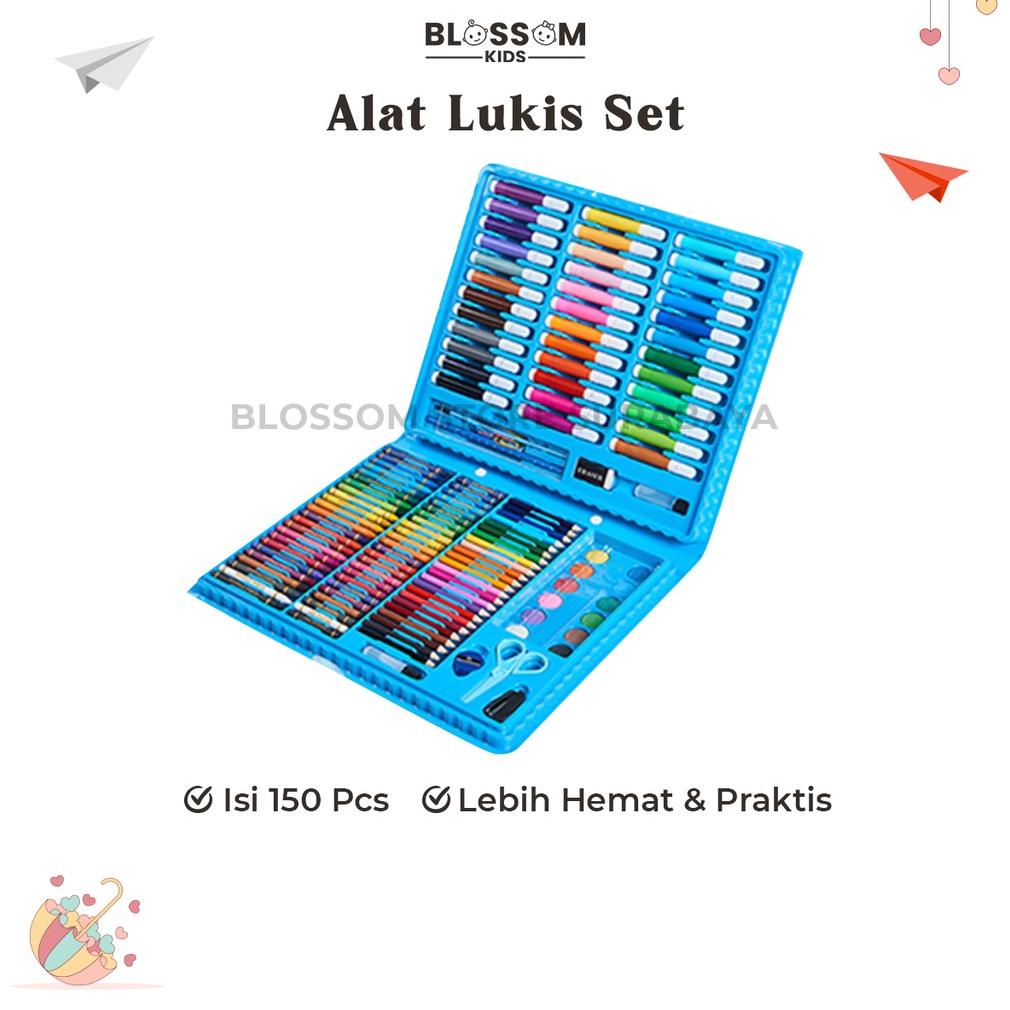 

BISA COD Crayon Anak Set Koper 150 in 1 Crayon Mewarnai dan Melukis Lengkap dengan Cat Air - Blossom Kids