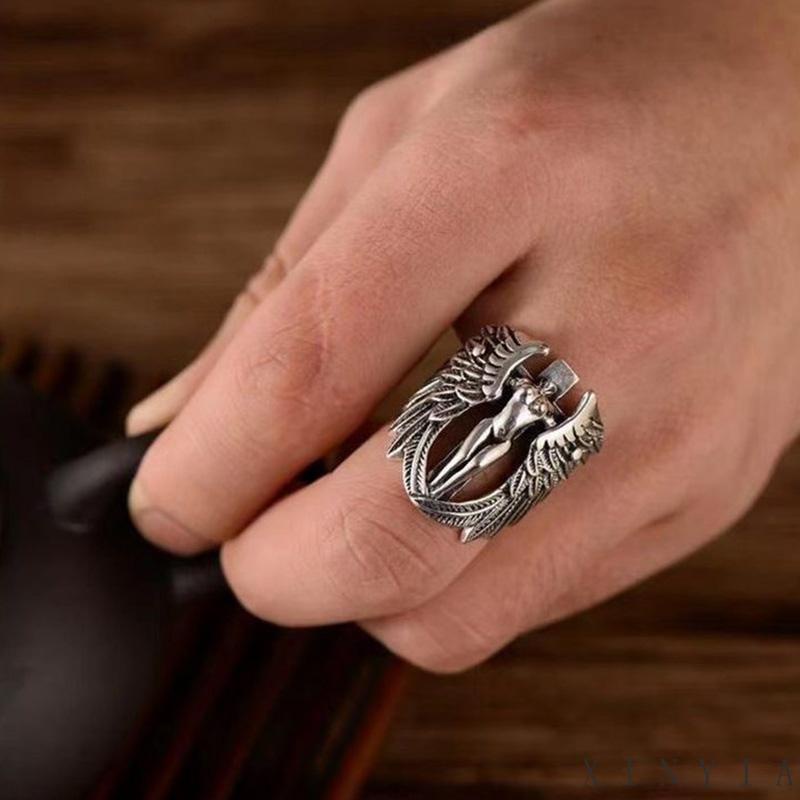 【Bayar di tempat】Mendominasi Fashion Cincin Pria Tengkorak Naga Vintage Punk Kepribadian Cincin