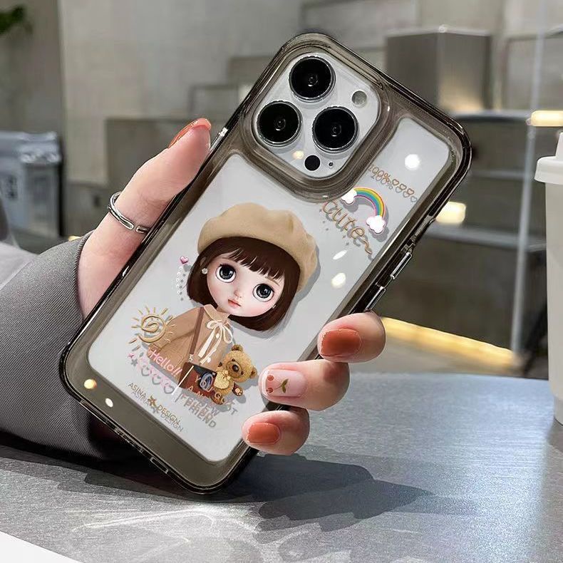 IPHONE Gadis Lucu Lembut Casing Ponsel Transparan Kompatibel Untuk Iphone14 13 12 11 Pro XS Max X XR 7 8 Plus Shockproof Casing TPU Cover