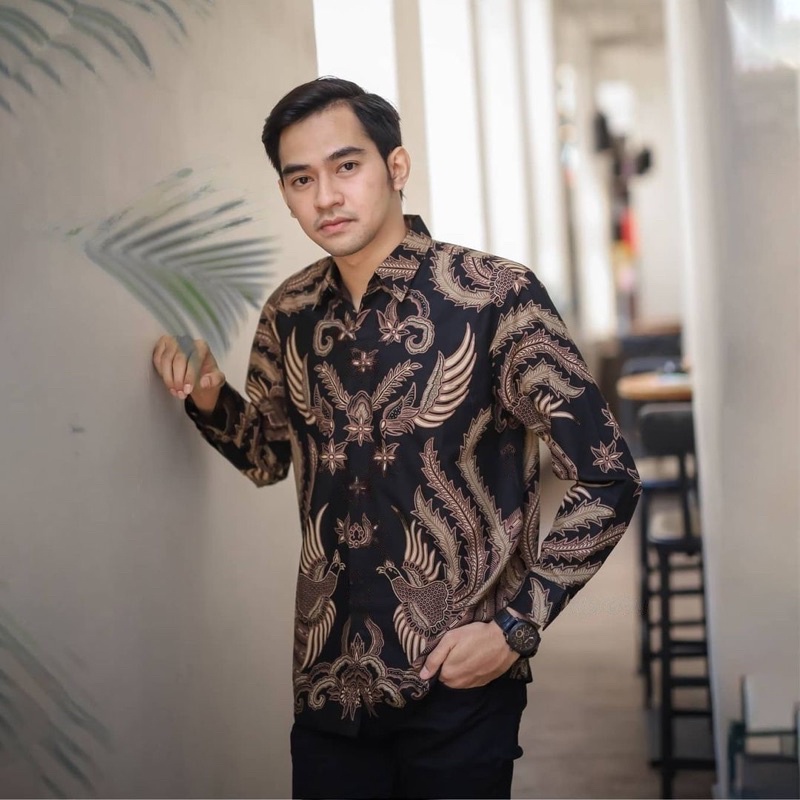 KEMEJA BATIK PRIA LENGAN PANJANG SIZE M L XL XXL  BSWART BatiK HRB026 Kenongo Hem Panjang