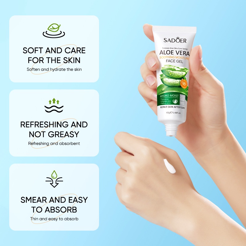 Aloe Vera Gell Soothing Moisturizing Aloevera Gel 40g Menenangkan Kulit Berjerawat Menyegarkan Menghidrasi Setelah Perbaikan Matahari