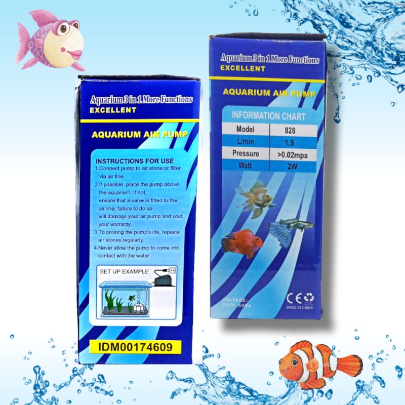 Airpump Aquarium Aerator Udara 2Lubang LUCKINESS 828